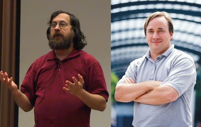 Richard Stallman and Linus Tolvards, champions of Free Software and Open Source respectively (Medium)