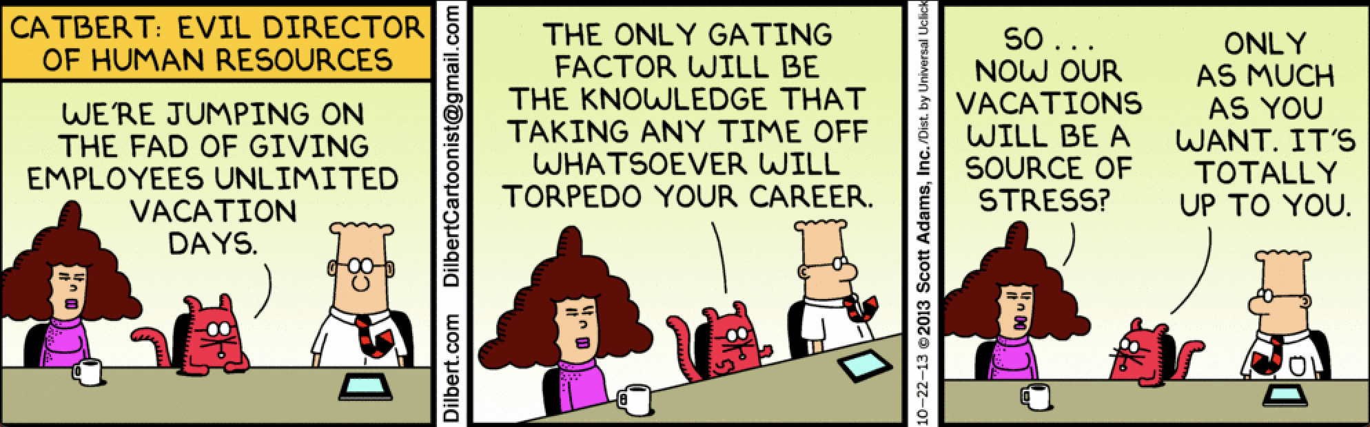 Dilbert strip on unlimited vacation