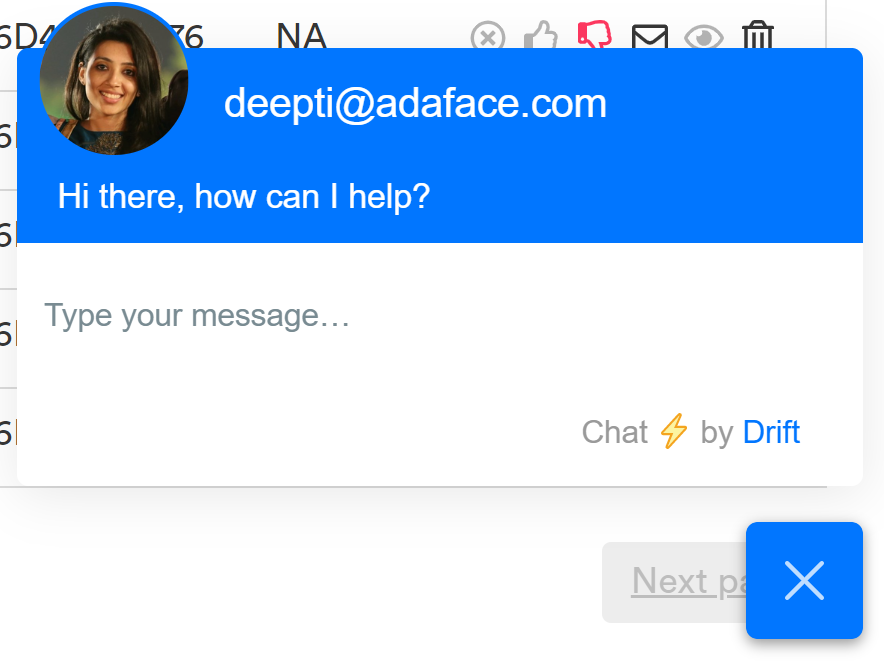 Drift chat support for Adaface
