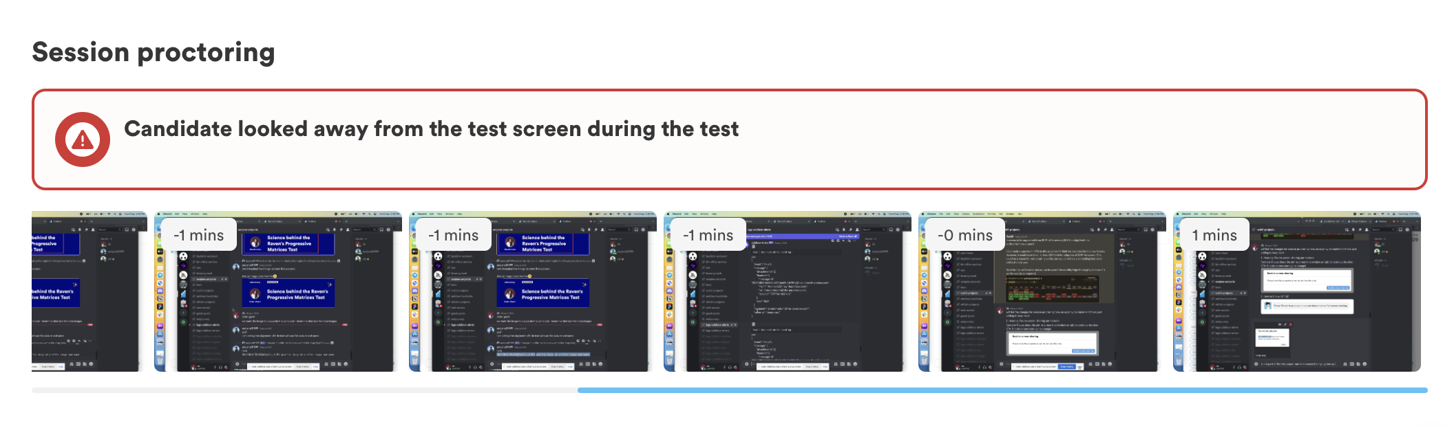 Sample scorecard with screen share proctoring