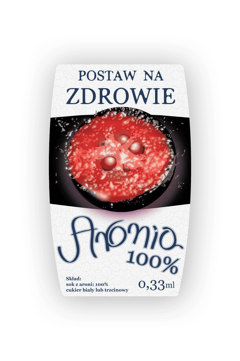 Projekt etykiety soku z aronii zaprojektowanej przez Zbigniew Adam Karski
