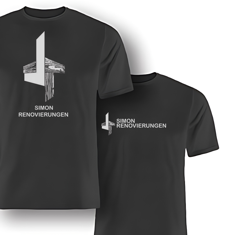 Logo norweskiej firmy budowlanej na koszulce czarnej