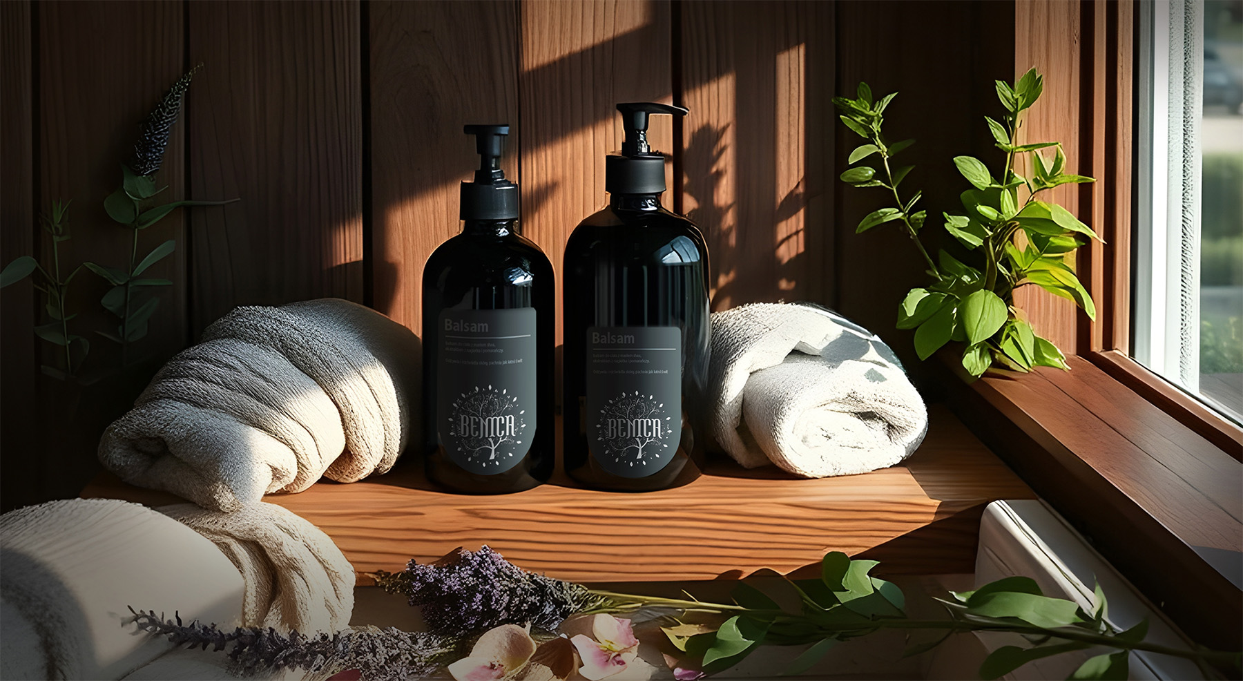 Mockup logotypu Benica w stylu boho-japandi – Zbigniew Adam Karski