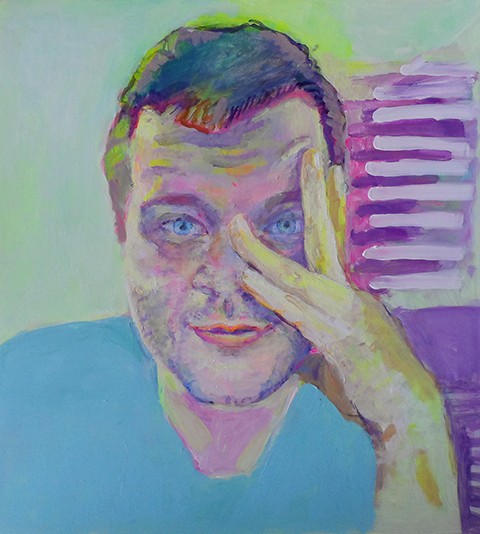 Portrait depicting conversations over Skype. by Grazyna Adamska Jarecka