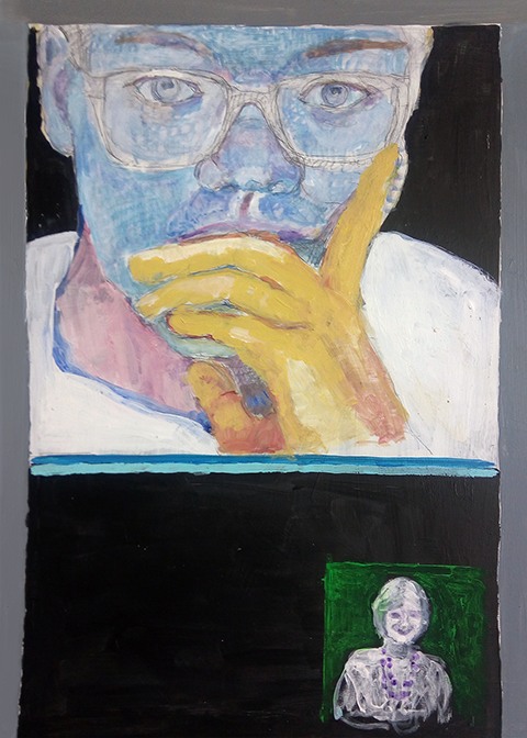 Portrait depicting conversations over Skype. by Grazyna Adamska Jarecka