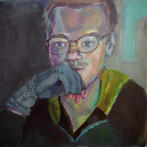 Portrait depicting conversations over Skype. by Grazyna Adamska Jarecka