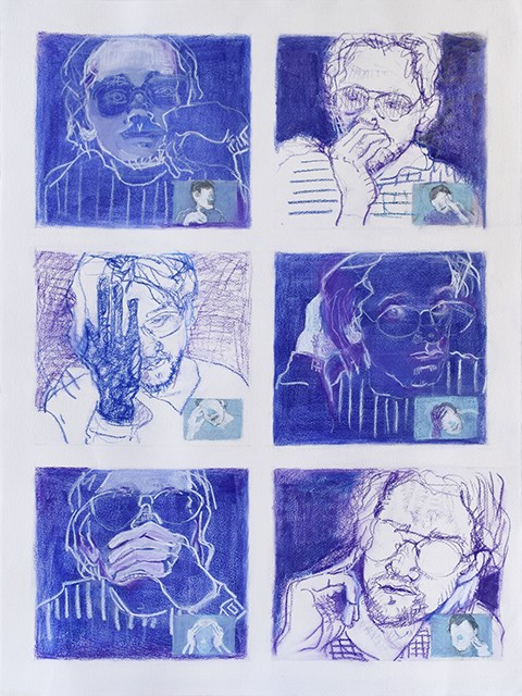 Portrait depicting conversations over Skype. by Grazyna Adamska Jarecka