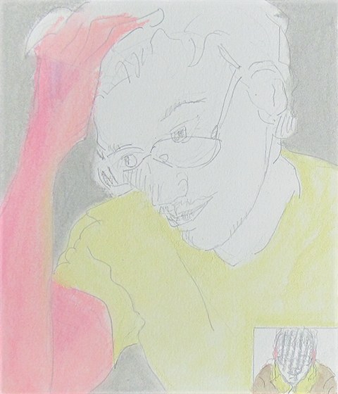 Portrait depicting conversations over Skype. by Grazyna Adamska Jarecka