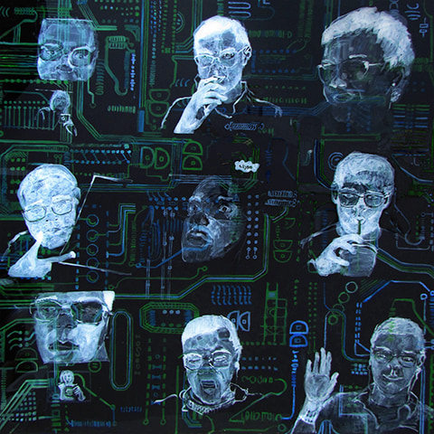 Portrait depicting conversations over Skype. by Grazyna Adamska Jarecka