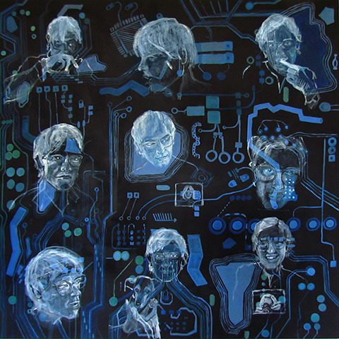 Portrait depicting conversations over Skype. by Grazyna Adamska Jarecka