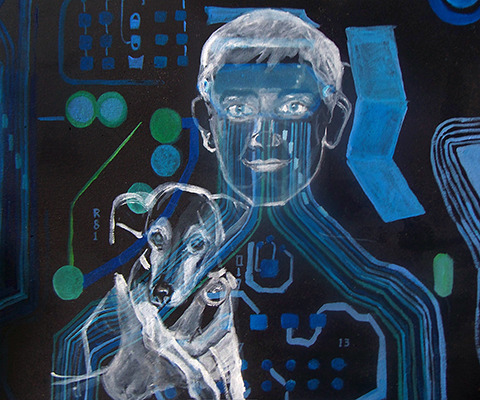 Portrait depicting conversations over Skype. by Grazyna Adamska Jarecka
