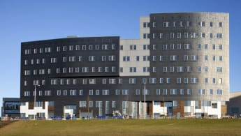 Picture of the L-shaped eXlent house in Hyllie, Malmö.