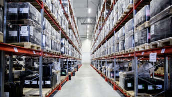 Overview shot of a logistics center in Brunna.