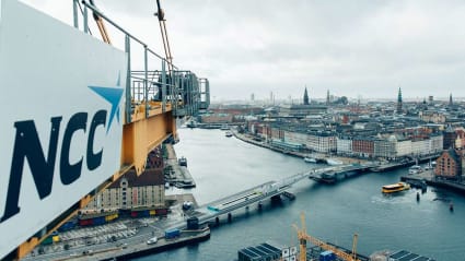 Udsigt over København fra en af kranerne på Papirøen.