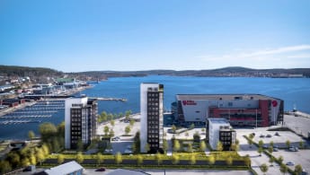 Visionsbild över nya bostadsrätter i Framnäsudden, Örnsköldsvik.