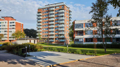 Bild på nya miljöbyggnaden Flanken i Fredriksdal, Helsingborg, bestående av hyresrätter.