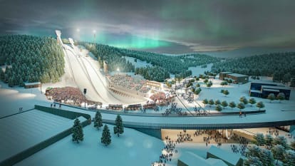 Illustration of the new Granåsen Sports Park in Trondheim, Norway.