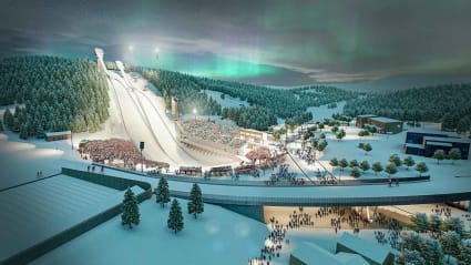 Illustration of the new Granåsen Sports Park in Trondheim, Norway.