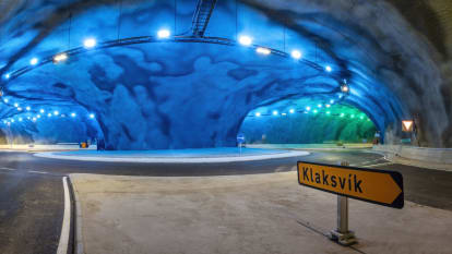 The Esturoy road tunnel in the Faroe Islands.