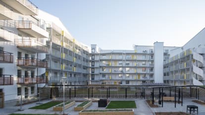 Illustration på ett flerfamiljshus, 