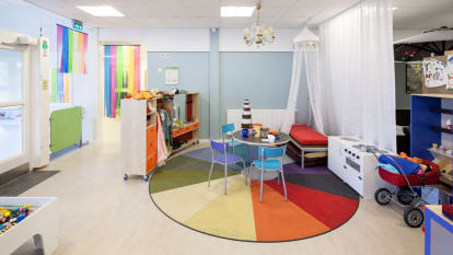 Referensbild på ett färgglatt lekrum.