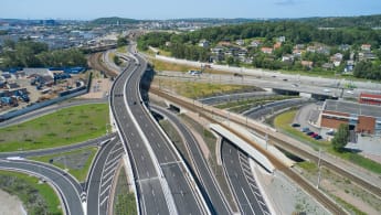 Flighfoto of the new Tingstad interchange.