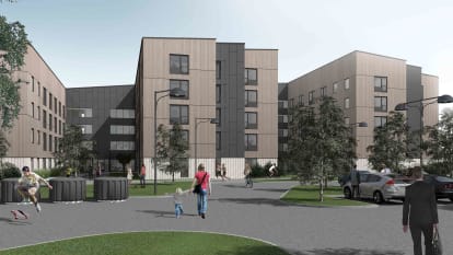 Illustration på det nya bostadskvarteret Polstjärnan i Luleå.