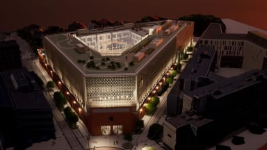 Teknostallen by night