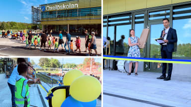 Montage, invigningen av Oxelöskolan.