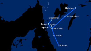 Bilden visar en karta över västra Sverige med linjedragningar över de olika etapperna inom affärspaket Västra Götaland.