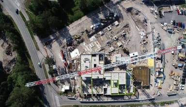 Työmaa dronekuvauksessa