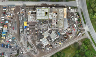 Yleiskuva työmaasta dronella