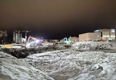 Pysäköintiltalon maatyöt