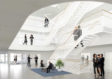 Illustrated interior of the new Alfa Company House, Skejby.