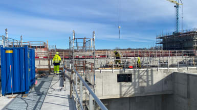 Flygbild över reningsverk i Kristianstad.