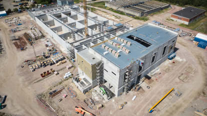 Aerial photo of construction work at the island Kronløbsøen, Copenhagen.