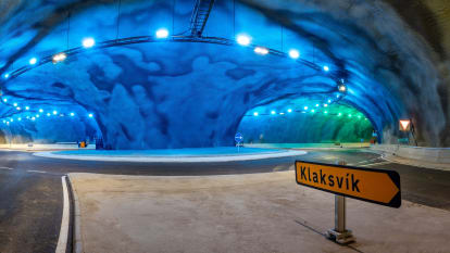 The Esturoy road tunnel in the Faroe Islands.