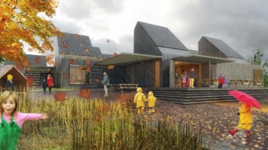 Illustration of the new Kistefossdammen pre-school in 