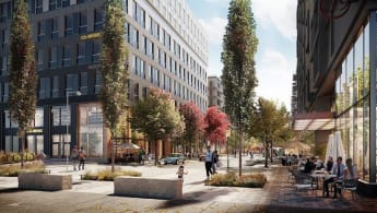 Illustration of a new plaza at the Järva Krog development in Solna.