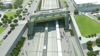 Illustration of Hjärup station, part of the four track solution between Lund - Arlöv.