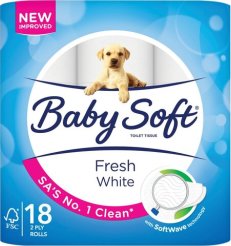 Baby Soft 2 Ply Fresh White Toilet Paper Rolls 18 Pack