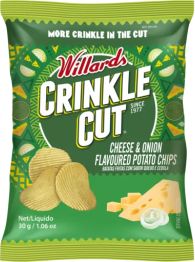 Willards Crinkle Cut Cheese & Onion Flavoured Potato Chips 30g