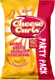 Willards Cheese Curls Double Cheese Flavoured Maize Snack 150g