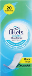 Lil-Lets Smartfit Unscented Cushioned Thick Pantyliners Everyday Freshness 20s