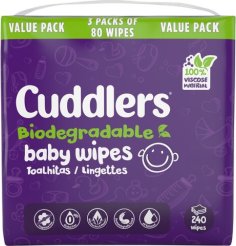 Cuddlers Biodegradable Baby Wipes 240's (3x80's)