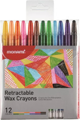 Monami Wax Retractable Crayons Assorted pack fo 12