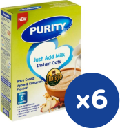 Purity Instant Oats Apple Cinnamon 250g x 6 (Just Add Milk)