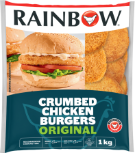 Rainbow Frozen Crumbed Chicken Burgers Original 1kg