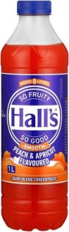 Hall's Smooth Peach & Apricot Flavoured Fruit Drink Concentrate 1L