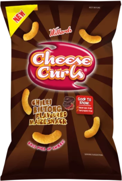 Willards Cheese Curls Chilli Biltong Flavoured Maize Snack 90g (BB13/01/2026)